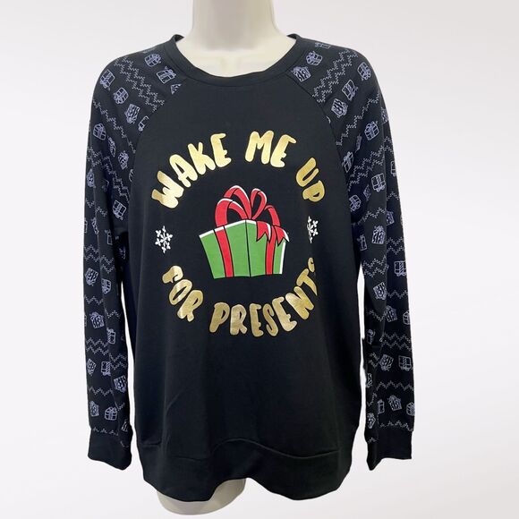 Rebellious One Tops - Rebellious One Top Womens Size M Black Sweatshirt Raglan Christmas Holiday New